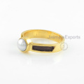 Water Pearl Ring, 18k Gold Pearl Gemstone Rings Handmade Jewelry